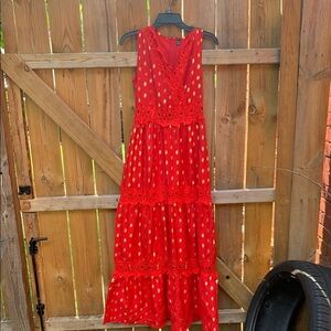 Elegant Red Sleeveless Maxi Dress